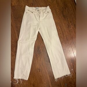 white baggy jeans with frayed hem y2k high waisted slightly used